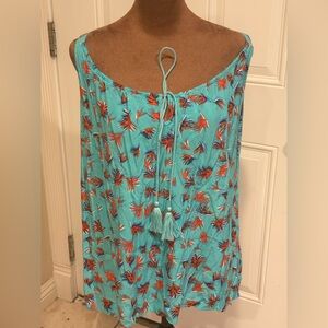 CAbi Blue and Orange Tropical Top